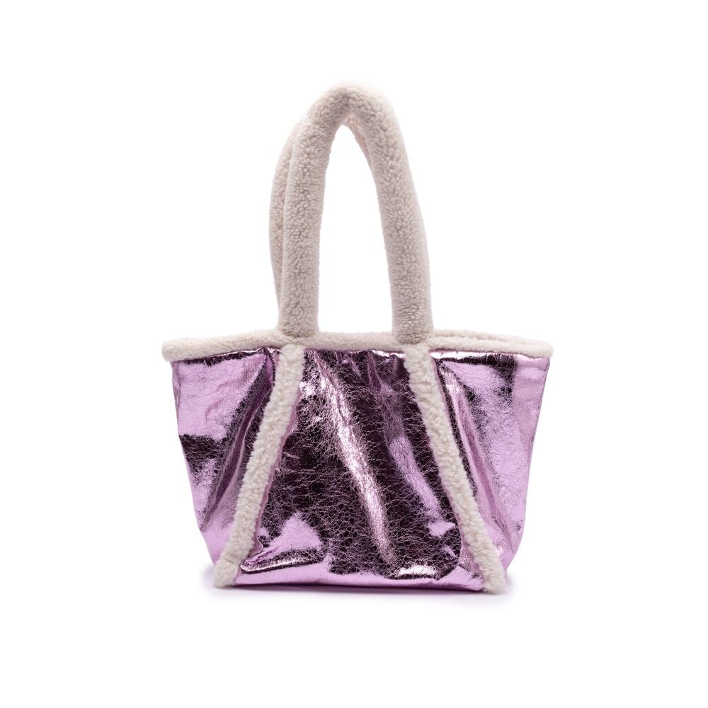 Skinnydip London Women's Alexa Metallic Borg Trim Tote - Pink and Cream